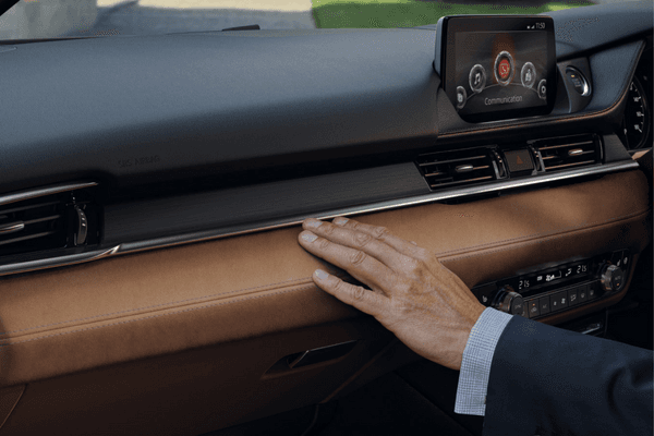 Mazda6 20th Anniversary Edition tan leather interior with infotainment system